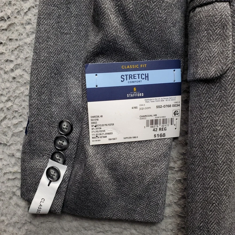 Stafford Seasonal Textures Blazer Men 42 Multi Comfort Stretch Classic Fit Notch
